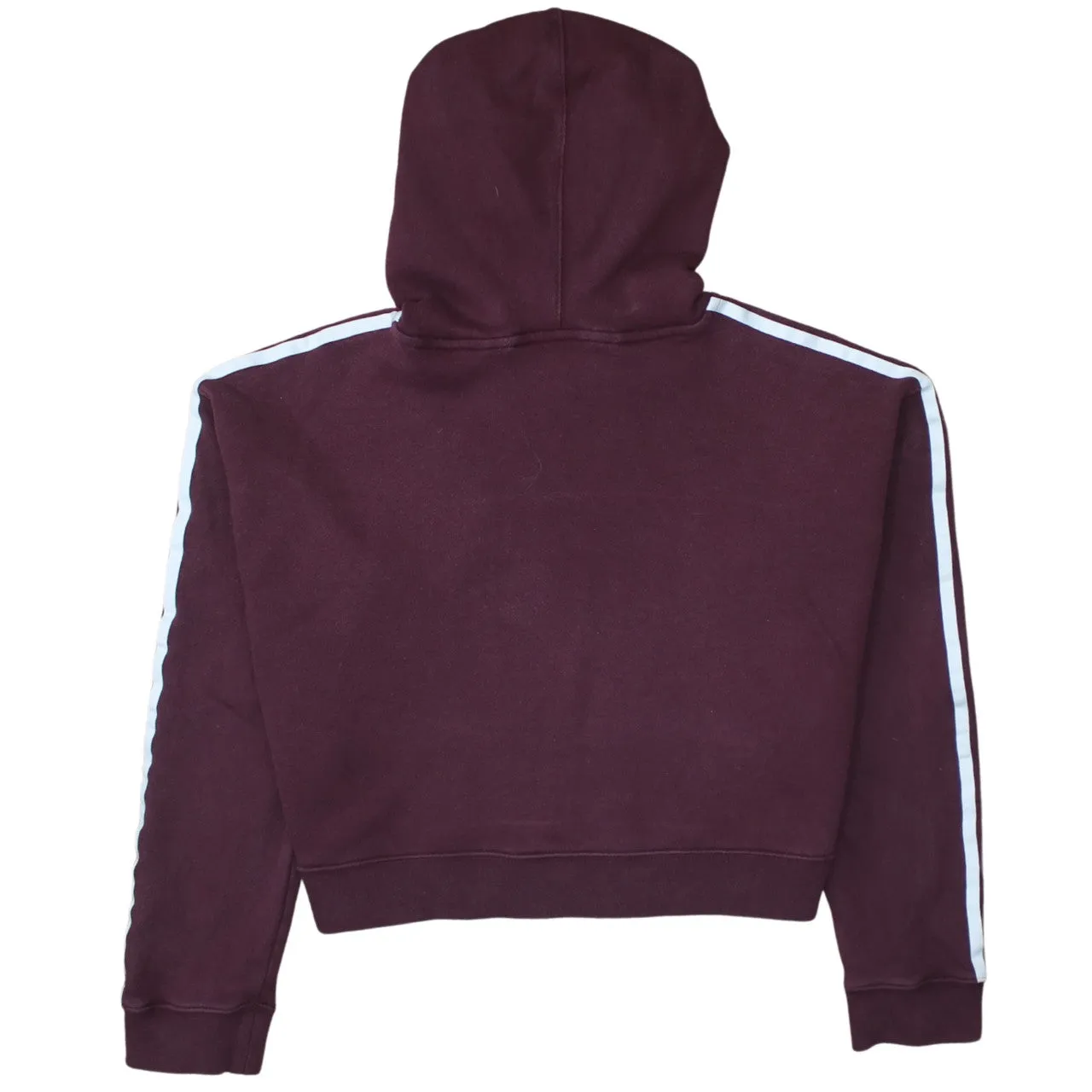 Adidas 90's Striped Sleeve Pullover Hoodie Large Burgundy Red sold by Vintage Club product image thumbnail 2