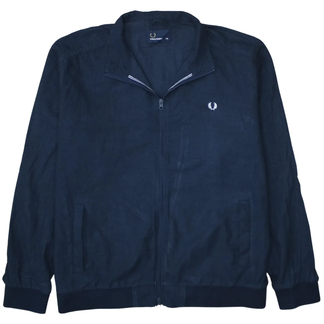 FRED PERRY 90's Lightweight Full Zip Up Sweatshirt XXLarge (2XL) Navy Blue sold by Vintage Club