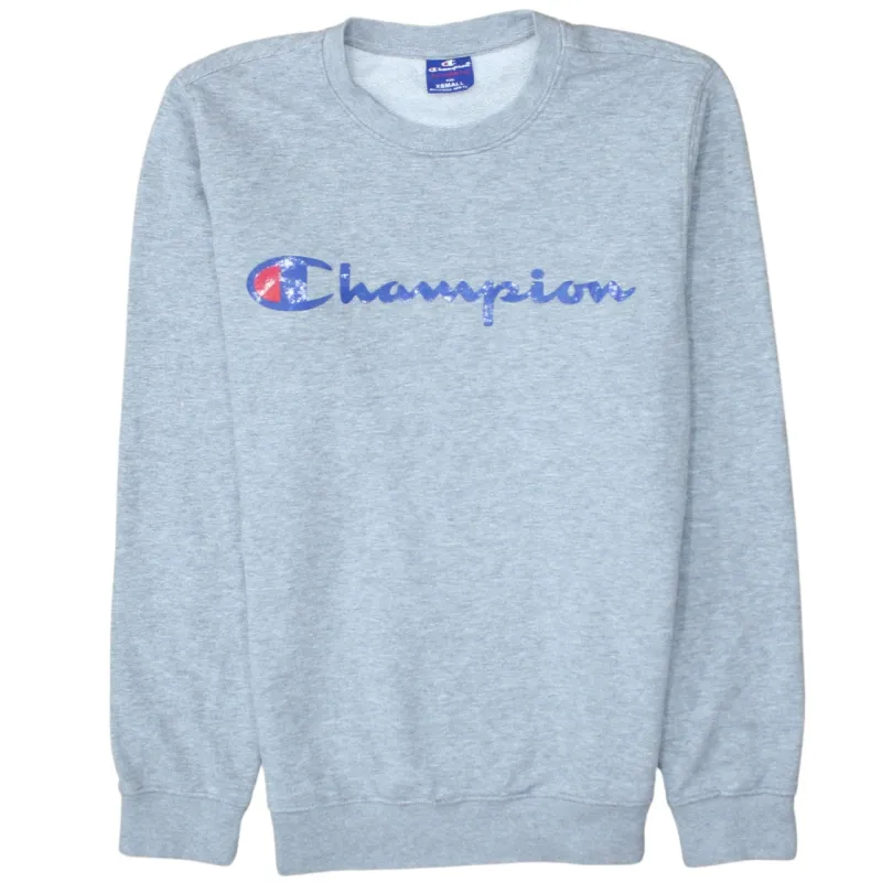 Champion 90's Spellout Crew Neck Sweatshirt XSmall Grey sold by Vintage Club