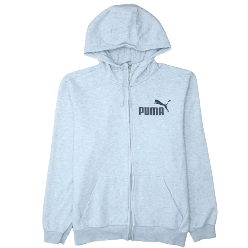 Puma 90's Drawstring Pockets Full Zip Up Hoodie Large Grey sold by Vintage Club