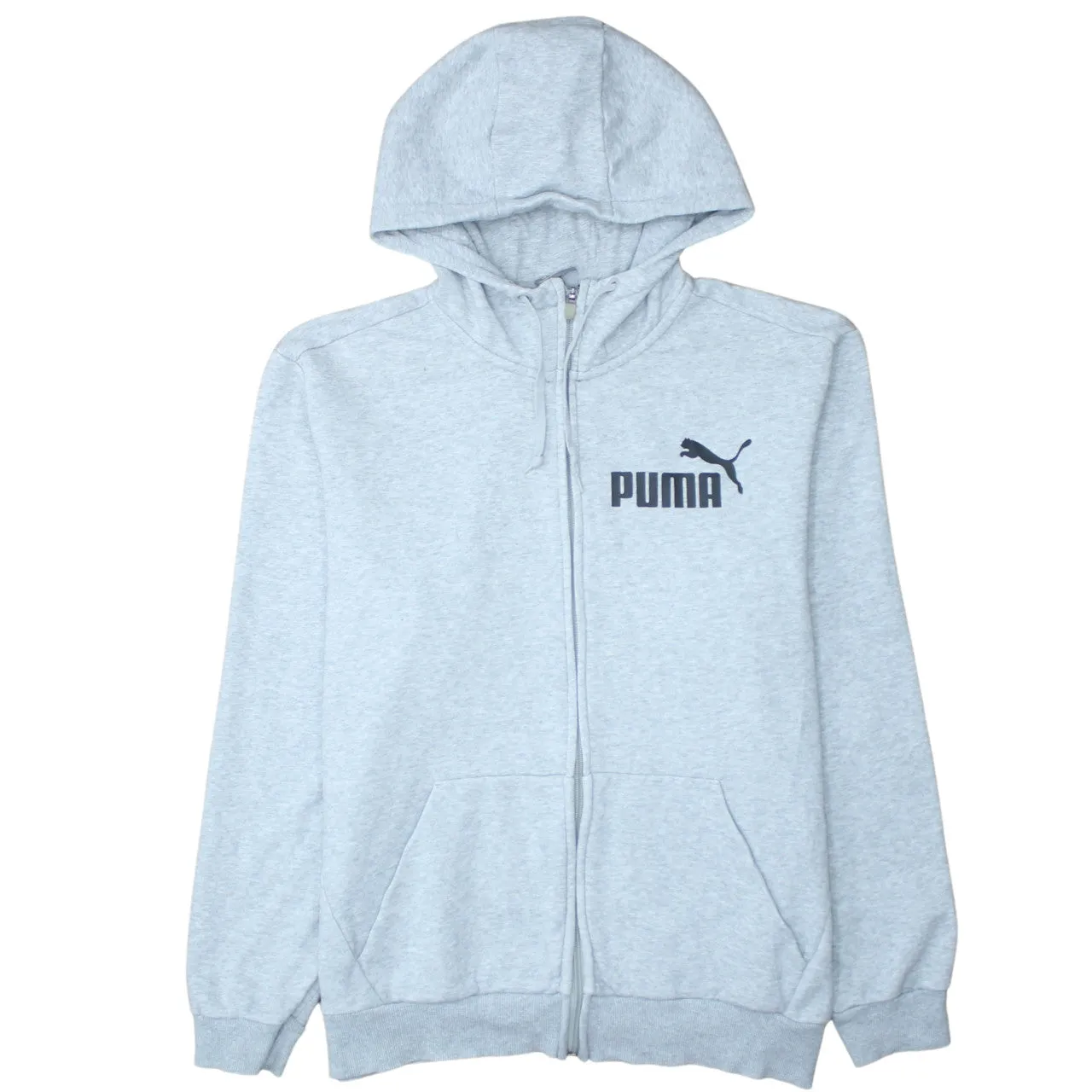 Puma 90's Drawstring Pockets Full Zip Up Hoodie Large Grey sold by Vintage Club