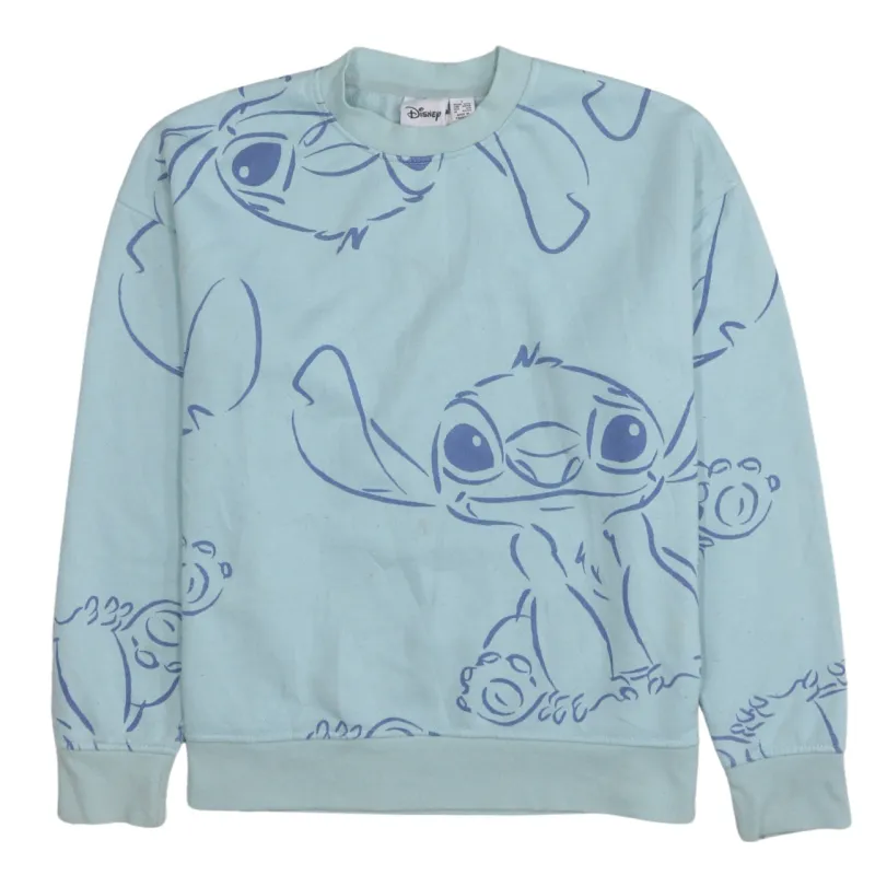 Disney Blue Stitch Sweatshirt Women's Small All Over Printed Graphic Pullover Top sold by Vintage Club