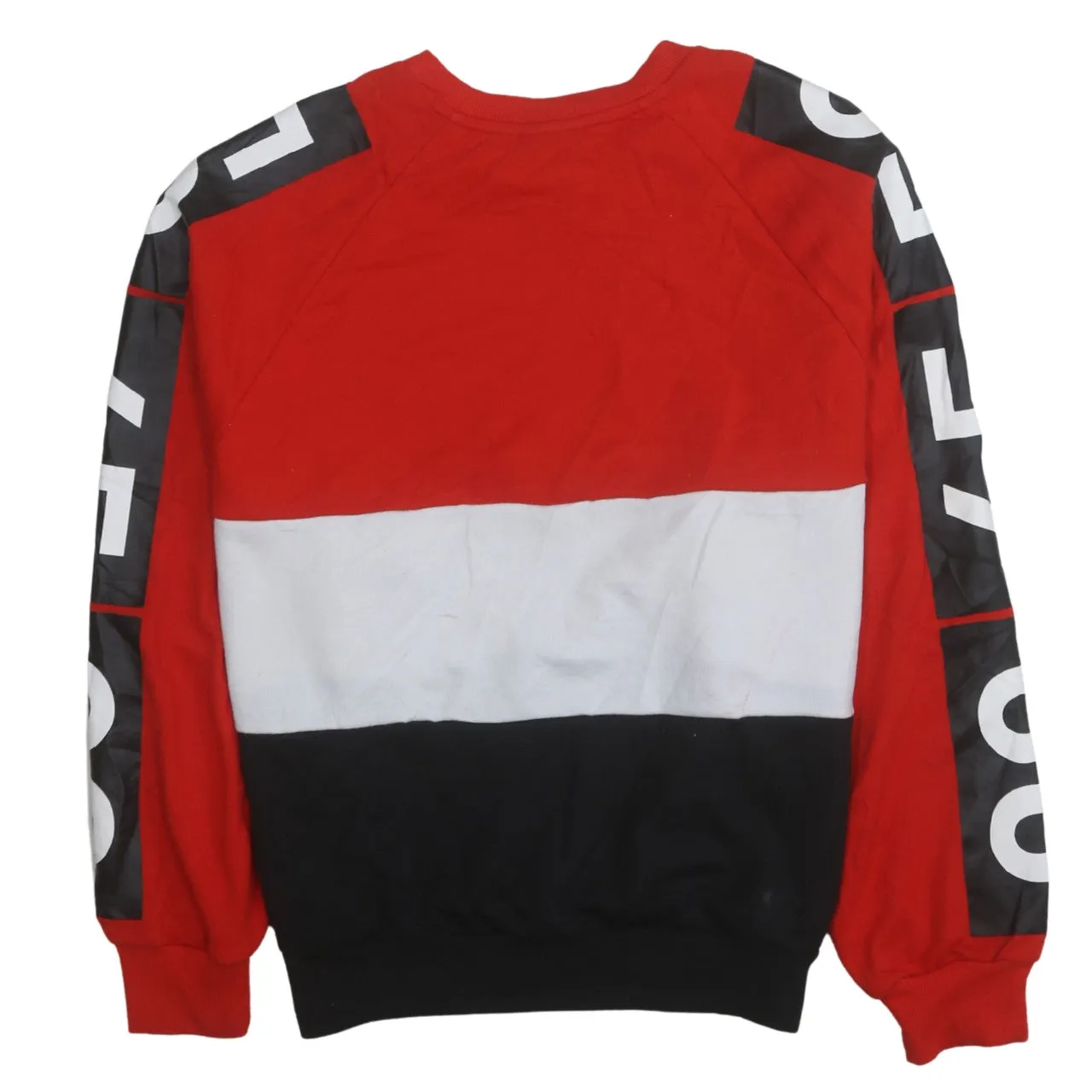 Adidas Red Black Sweatshirt Women’s Small Big Trefoil Printed Logo Colour Block Pullover Top sold by Vintage Club product image thumbnail 2