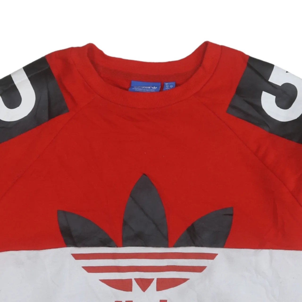 Adidas Red Black Sweatshirt Women’s Small Big Trefoil Printed Logo Colour Block Pullover Top sold by Vintage Club product image thumbnail 3