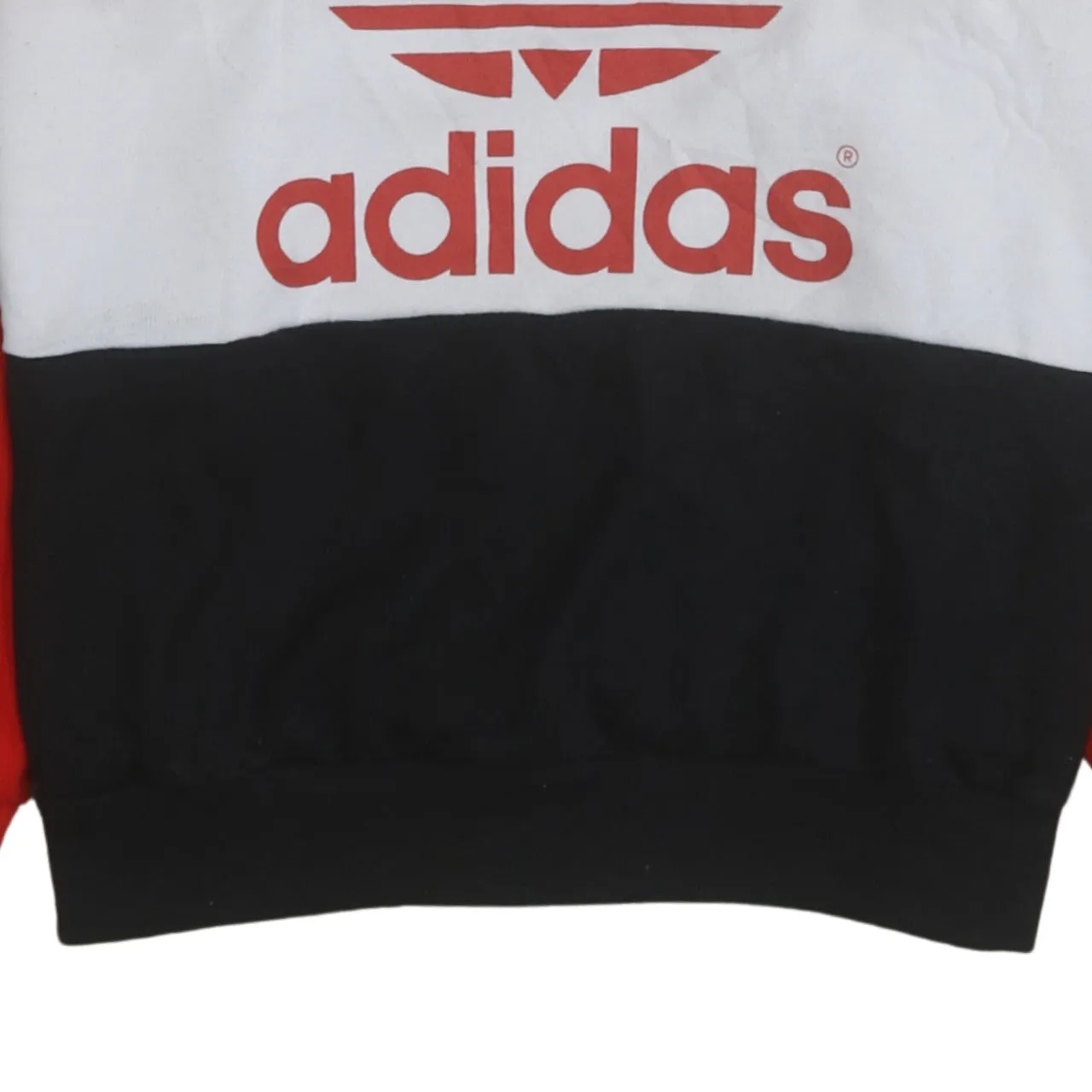 Adidas Red Black Sweatshirt Women’s Small Big Trefoil Printed Logo Colour Block Pullover Top sold by Vintage Club product image thumbnail 4