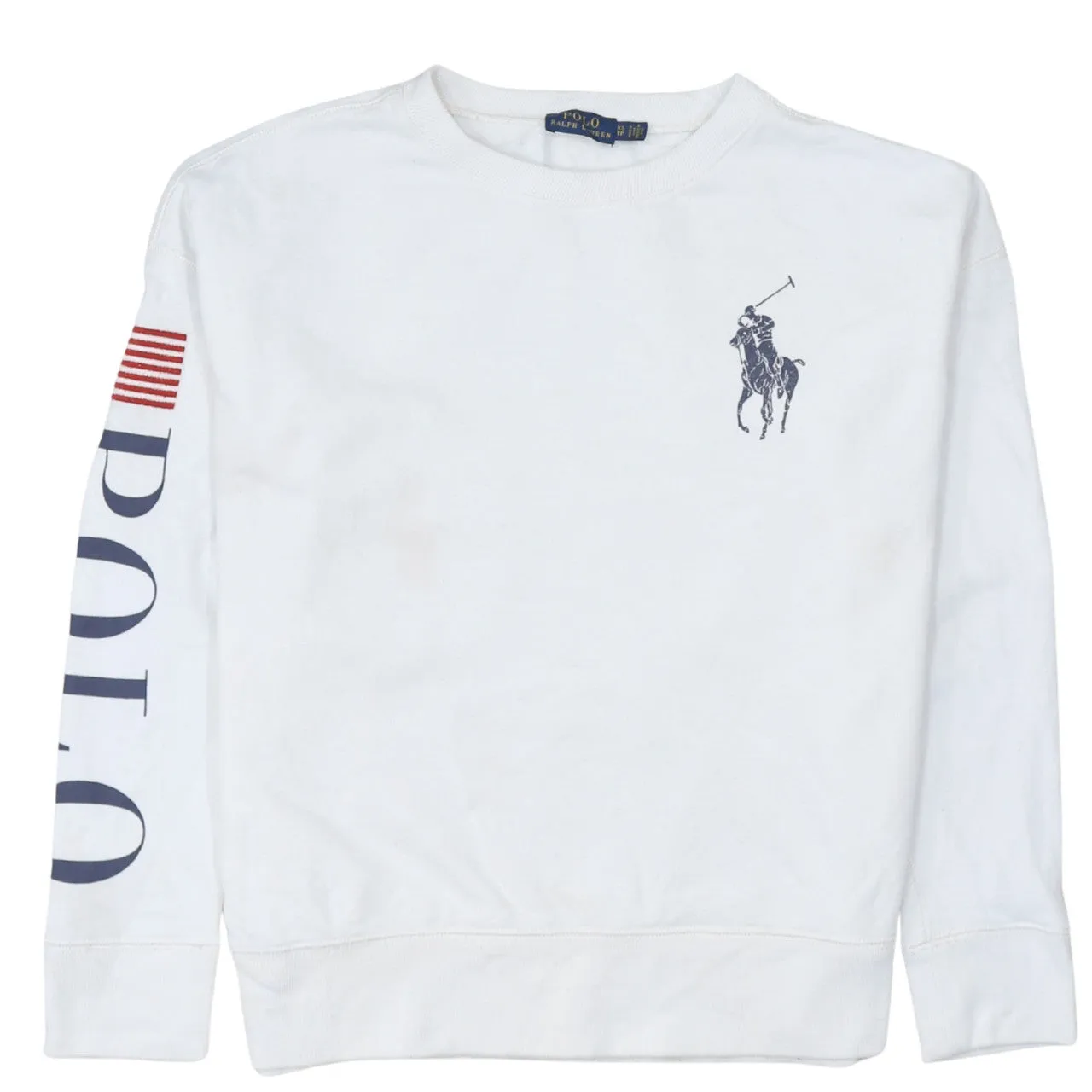 Polo Ralph Lauren 90's Lightweight Crew Neck Sweatshirt XSmall White sold by Vintage Club