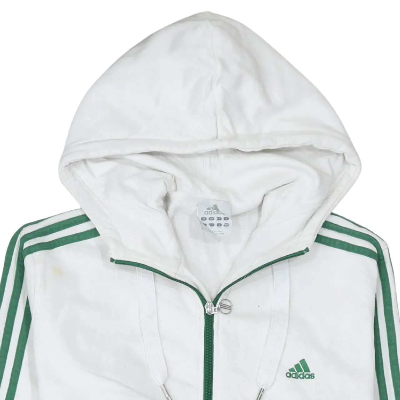 Adidas White Green Zip Hoodie Women's Large Three Stripes Embroidered Logo Sweatshirt sold by Vintage Club product image thumbnail 3