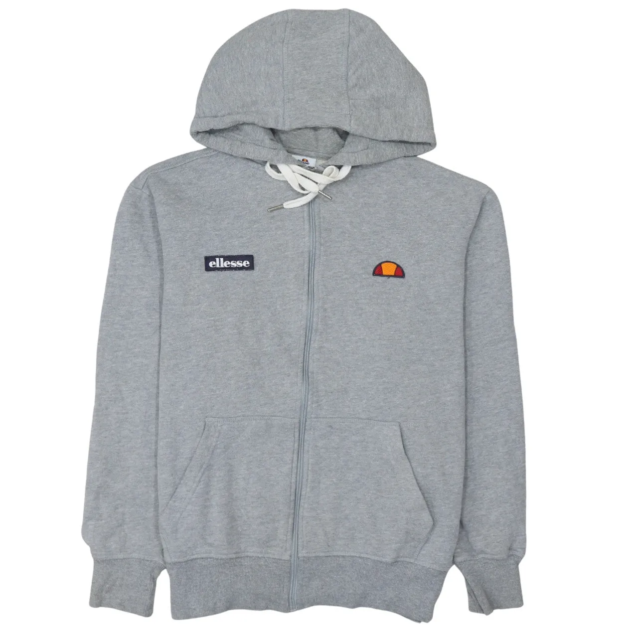 Ellesse Grey Zip Hoodie Men's Medium Embroidered Chest Logo Split Pocket Sweatshirt sold by Vintage Club