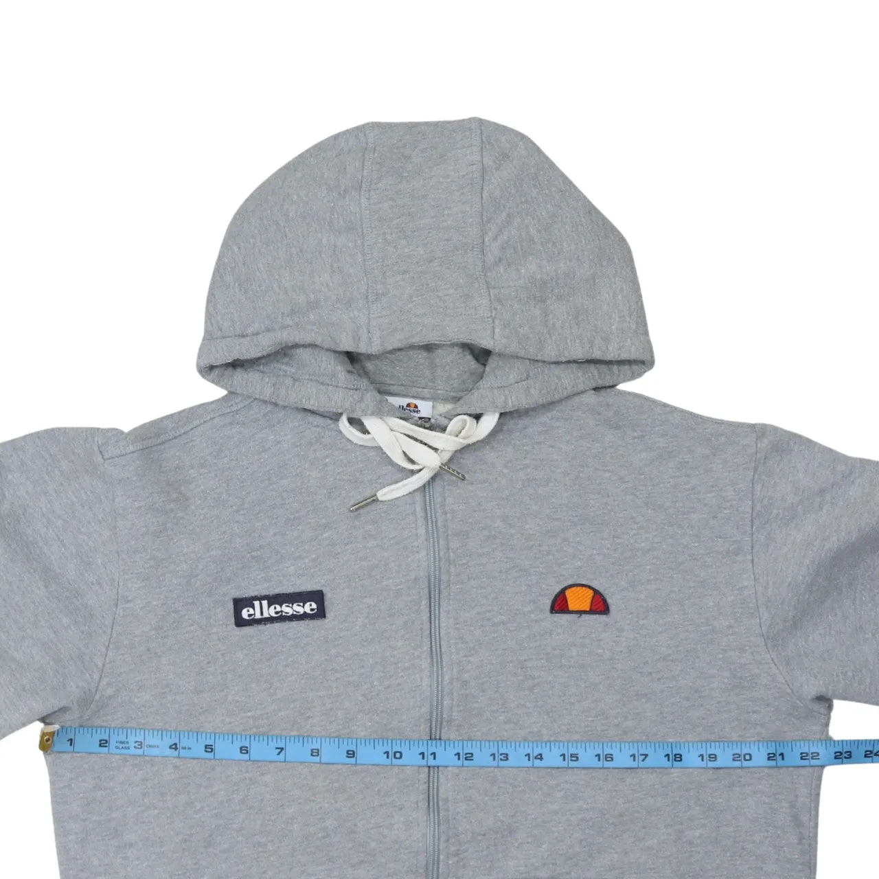 Ellesse Grey Zip Hoodie Men's Medium Embroidered Chest Logo Split Pocket Sweatshirt sold by Vintage Club product image thumbnail 5