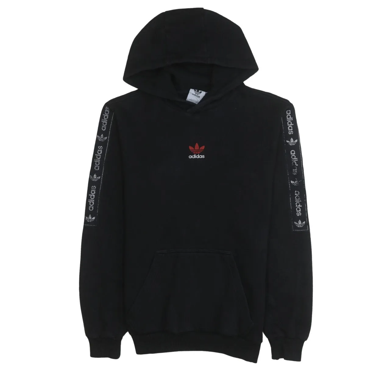 Adidas 90's Drawstring Pockets Pullover Hoodie Small Black sold by Vintage Club