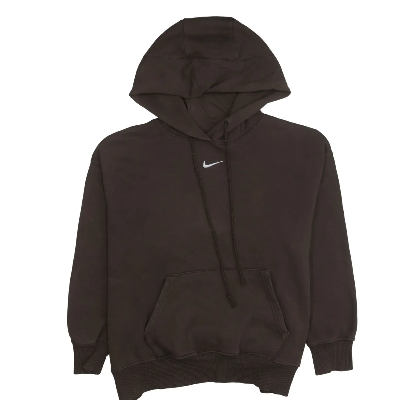 Nike Dark Brown Hoodie Men’s Medium Embroidered Swoosh Front Pocket Pullover Sweatshirt sold by Vintage Club