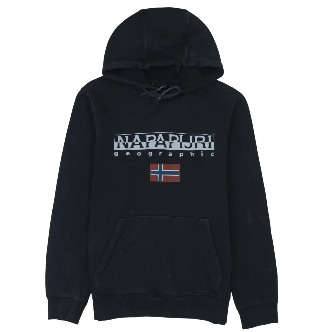 Napapijri 90's Spellout Pullover Hoodie Medium Black sold by Vintage Club