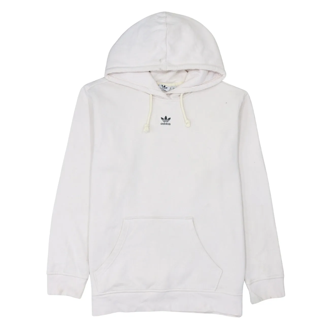 Adidas 90's Drawstring Pockets Pullover Hoodie Large Beige Cream sold by Vintage Club