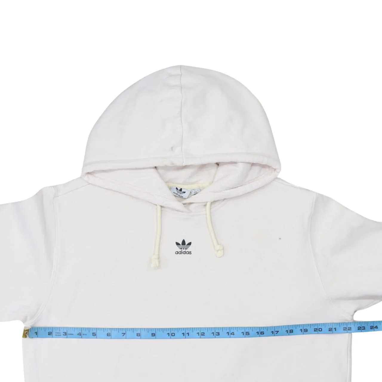 Adidas 90's Drawstring Pockets Pullover Hoodie Large Beige Cream sold by Vintage Club product image thumbnail 5
