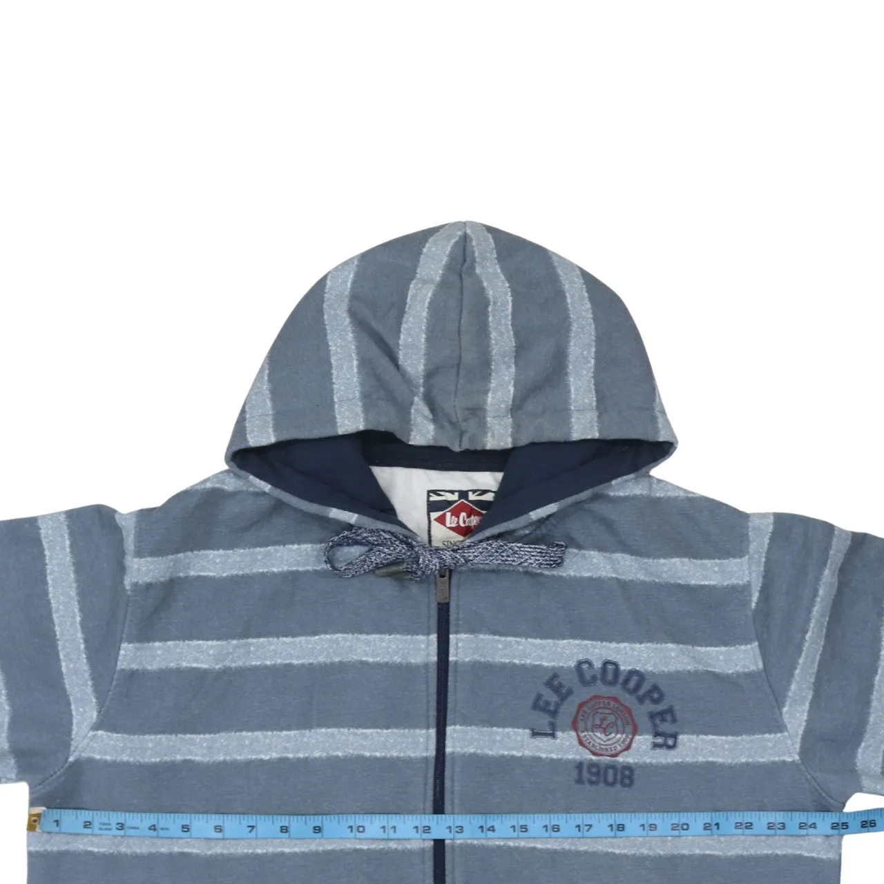 Lee Cooper Blue Stripe Hoodie Women’s 2XL Embroidered Chest Logo Zip Fleece Sweatshirt sold by Vintage Club product image thumbnail 5