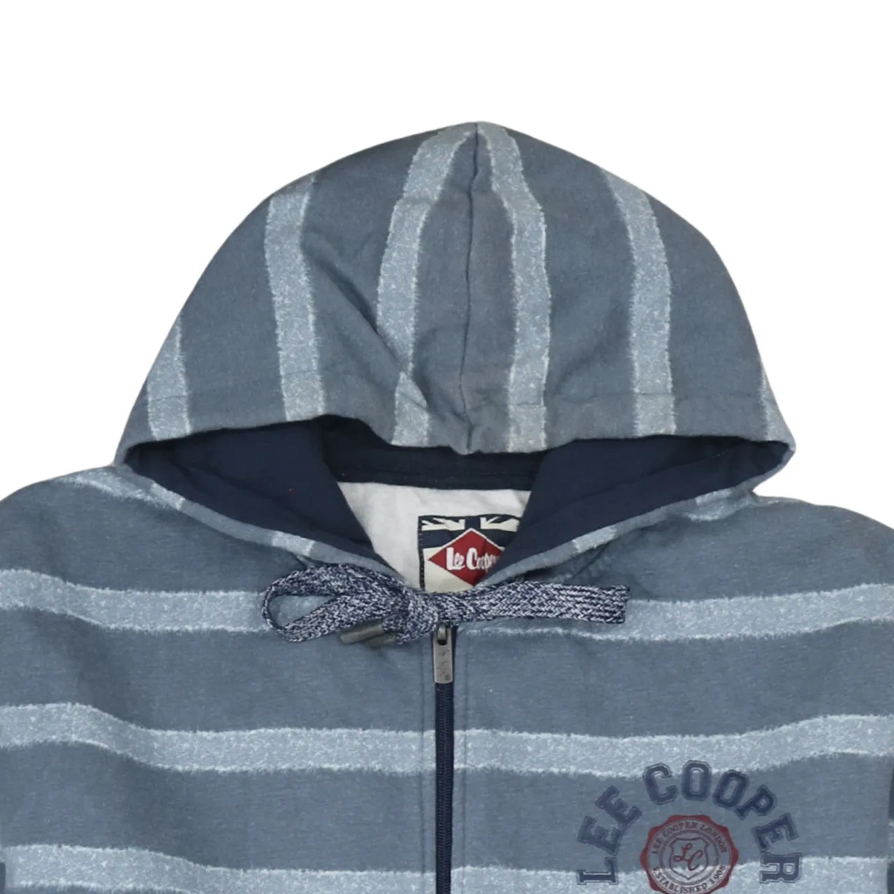 Lee Cooper Blue Stripe Hoodie Women’s 2XL Embroidered Chest Logo Zip Fleece Sweatshirt sold by Vintage Club product image thumbnail 3
