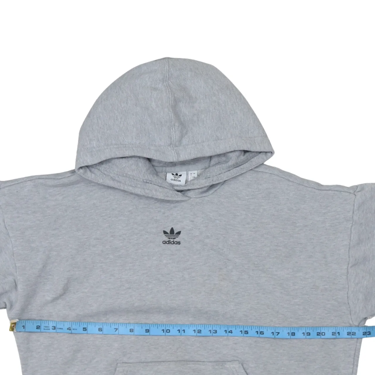 Adidas 90's Drawstring Pockets Pullover Hoodie Medium Grey sold by Vintage Club product image thumbnail 5