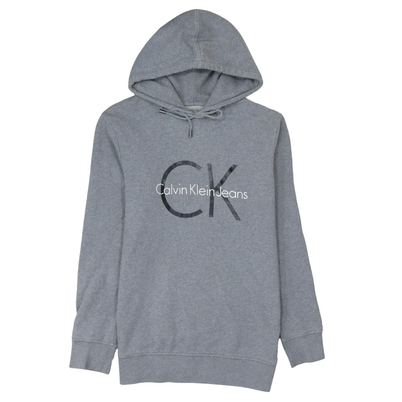 Calvin Klein 90's Spellout Pullover Hoodie Medium Grey sold by Vintage Club