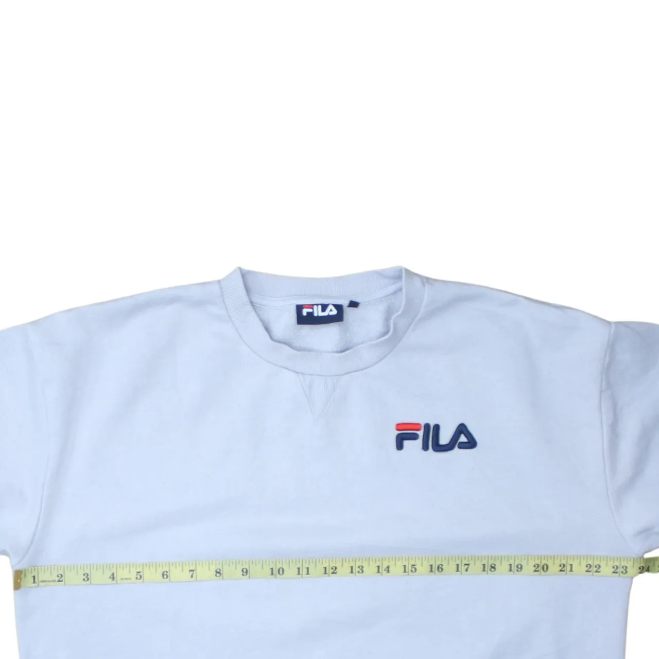 Fila Light Blue Sweatshirt Women’s XLarge Embroidered Chest Logo Crewneck Pullover Fleece Top sold by Vintage Club product image thumbnail 5
