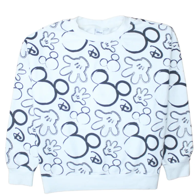 Disney 90's Plain Crew Neck Sweatshirt Medium White sold by Vintage Club