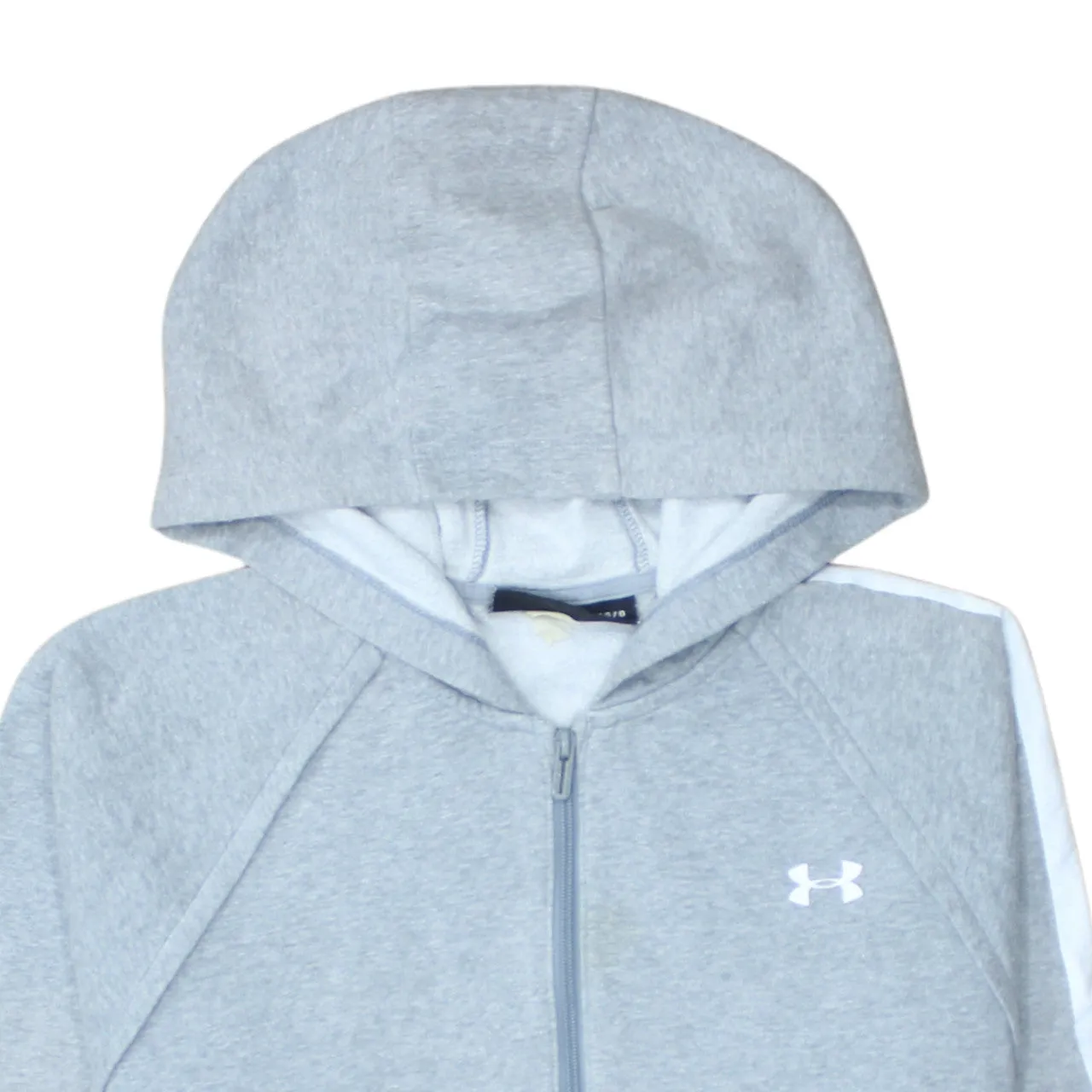 Under Armour Light Grey Full Zip Hoodie Women's Large Embroidered Logo Sleeve Branding Sweatshirt sold by Vintage Club product image thumbnail 3