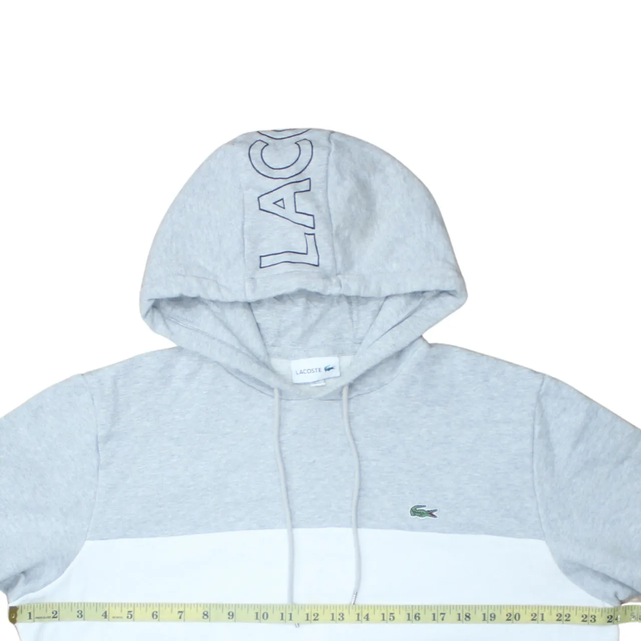 Lacoste Grey White Black Hoodie Women’s XLarge Embroidered Croc Logo Panel Pullover Sweatshirt sold by Vintage Club product image thumbnail 5