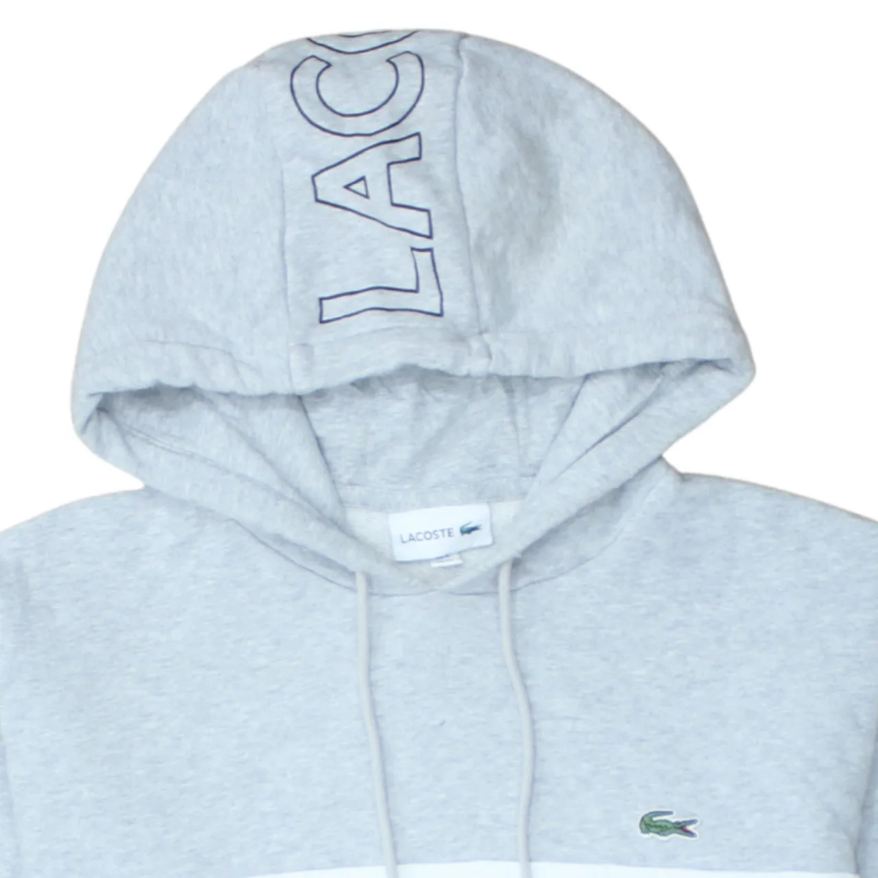 Lacoste Grey White Black Hoodie Women’s XLarge Embroidered Croc Logo Panel Pullover Sweatshirt sold by Vintage Club product image thumbnail 3