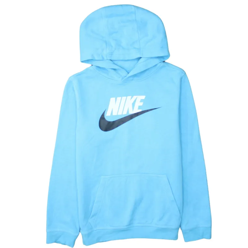 Nike Light Blue Hoodie Women's XLarge Printed Logo Front Pouch Pocket Pullover Sweatshirt made by Nike
