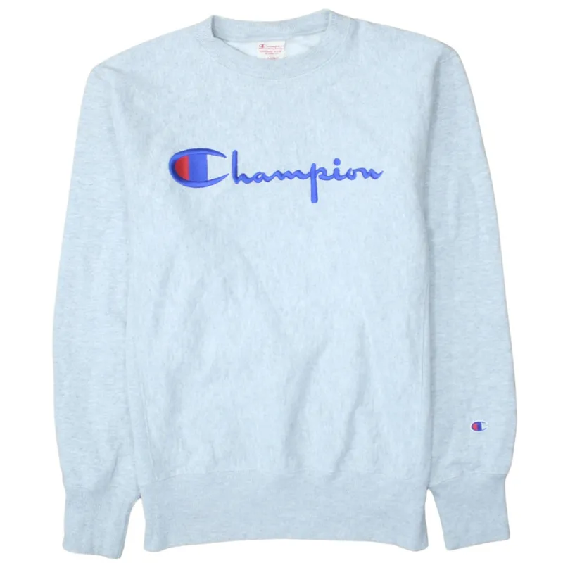 Champion 90's Spellout Crew Neck Sweatshirt Large Grey sold by Vintage Club