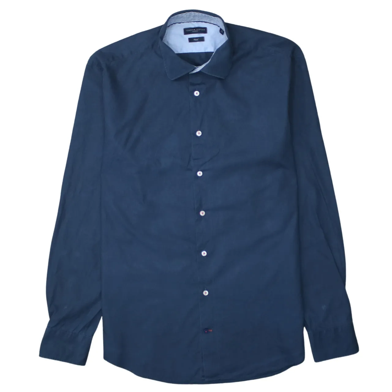 Tommy Hilfiger 90's Long Sleeve Button Up Shirt Large Navy Blue sold by Vintage Club