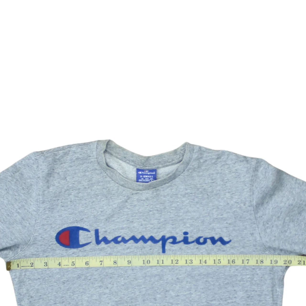 Champion Grey Crewneck Sweatshirt Men's XSmall Embroidered Script Logo Ribbed Cuffs Pullover Top sold by Vintage Club product image thumbnail 5