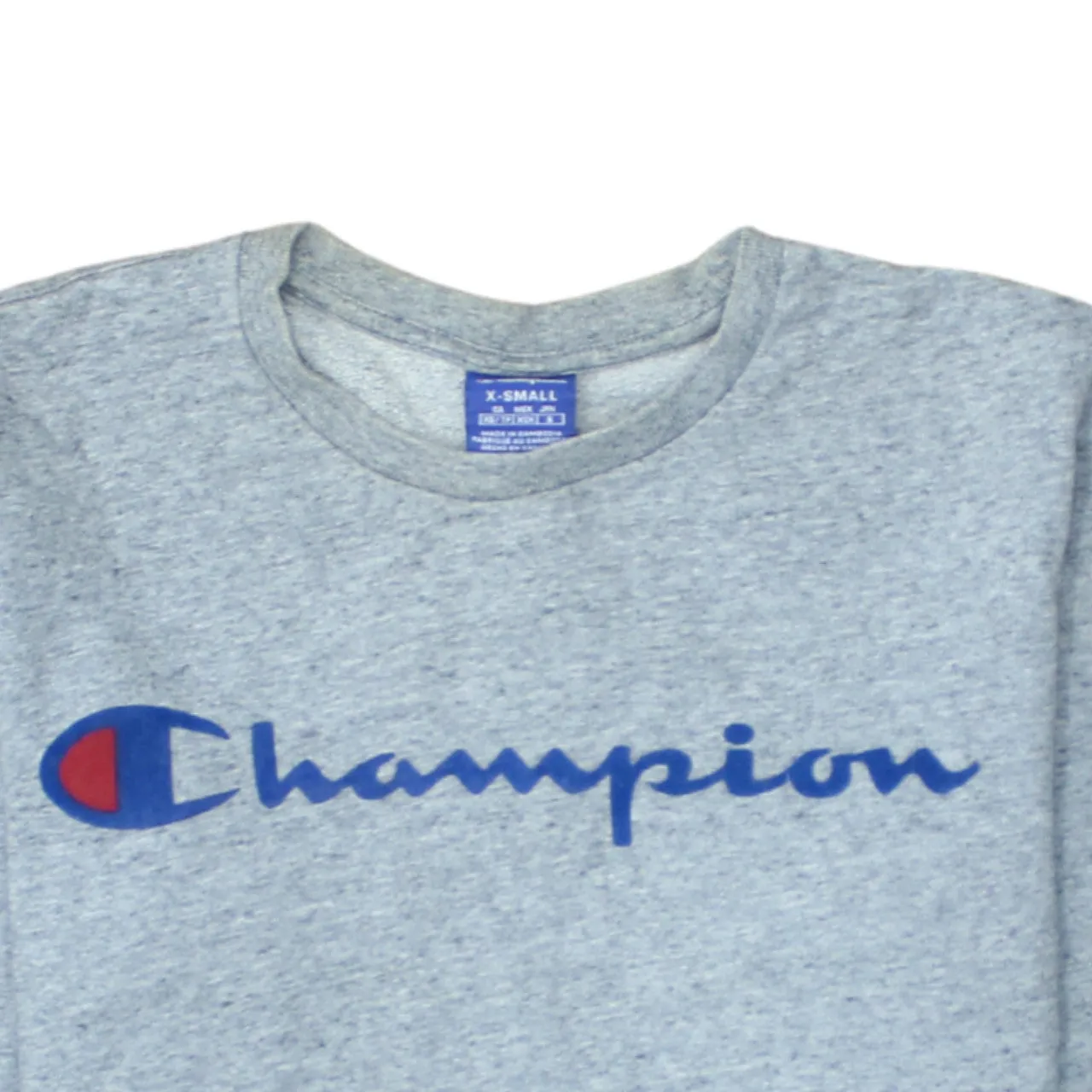 Champion Grey Crewneck Sweatshirt Men's XSmall Embroidered Script Logo Ribbed Cuffs Pullover Top sold by Vintage Club product image thumbnail 3