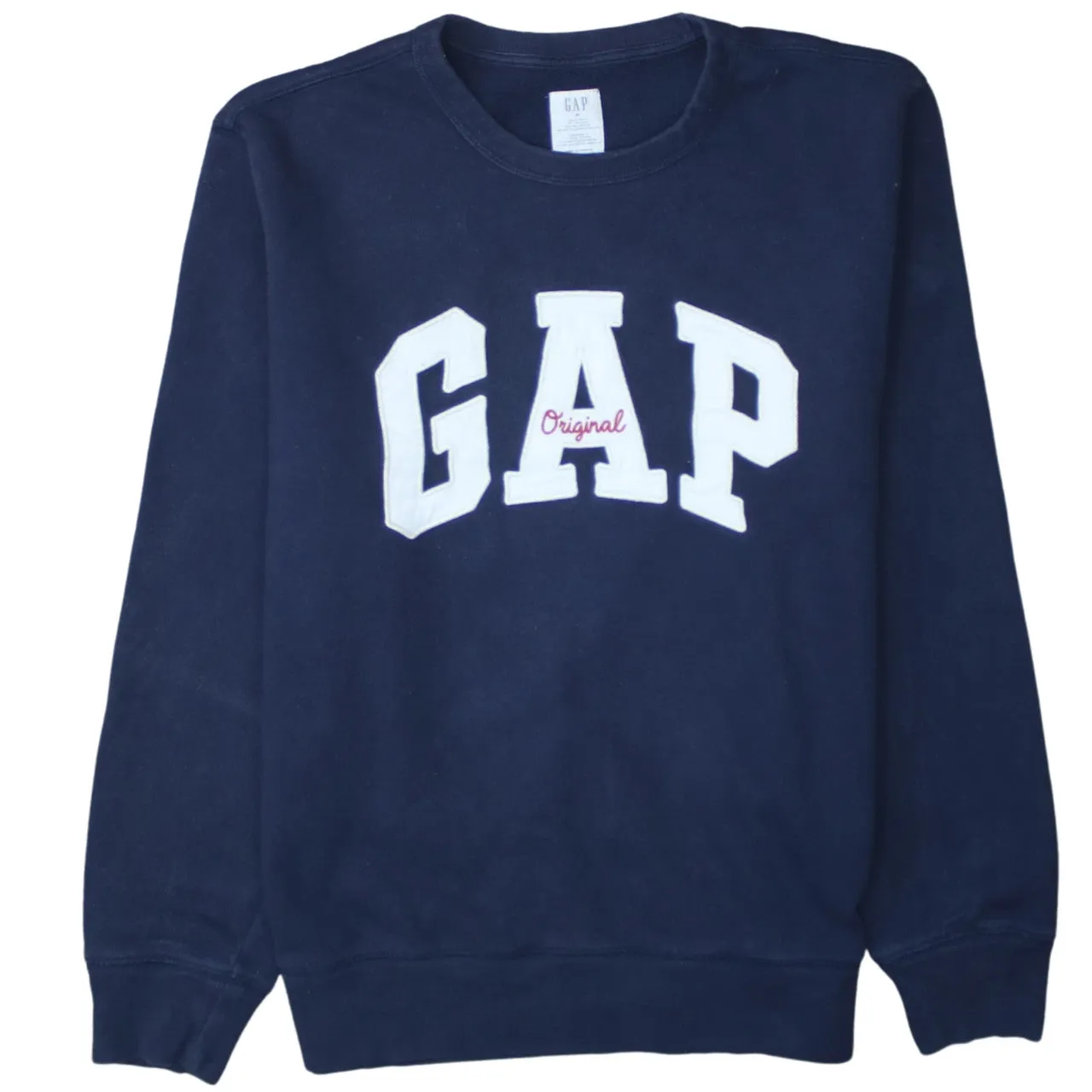 Gap 90's Spellout Crew Neck Sweatshirt Medium Navy Blue sold by Vintage Club