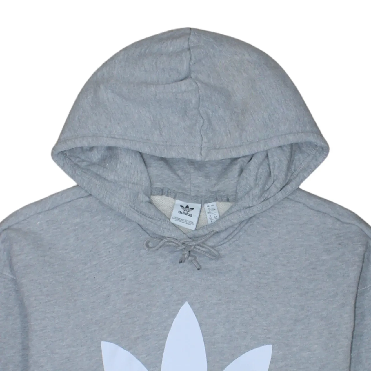 Adidas Grey Hoodie Women’s Large Trefoil Printed Logo Front Pocket Pullover Sweatshirt sold by Vintage Club product image thumbnail 3