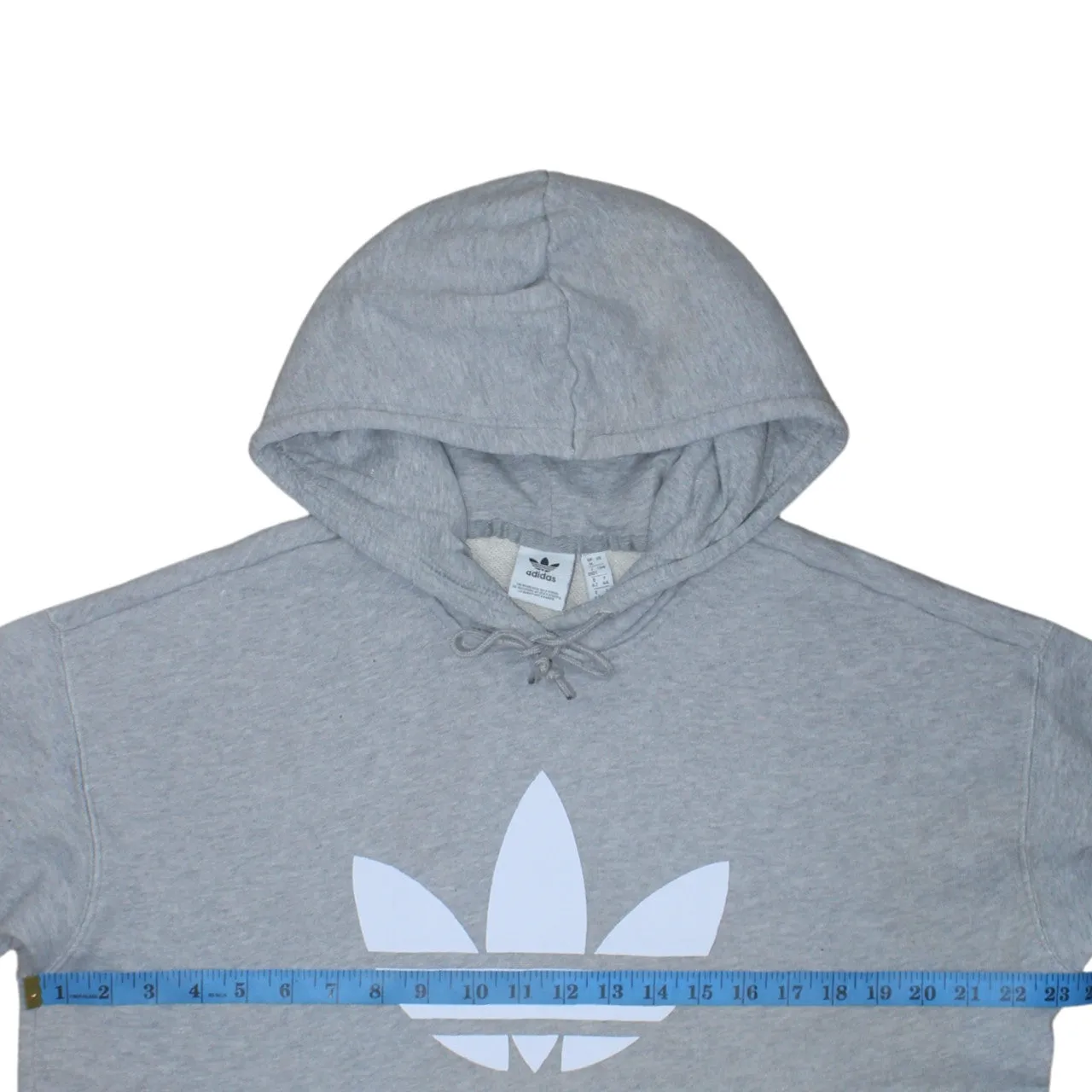 Adidas Grey Hoodie Women’s Large Trefoil Printed Logo Front Pocket Pullover Sweatshirt sold by Vintage Club product image thumbnail 5