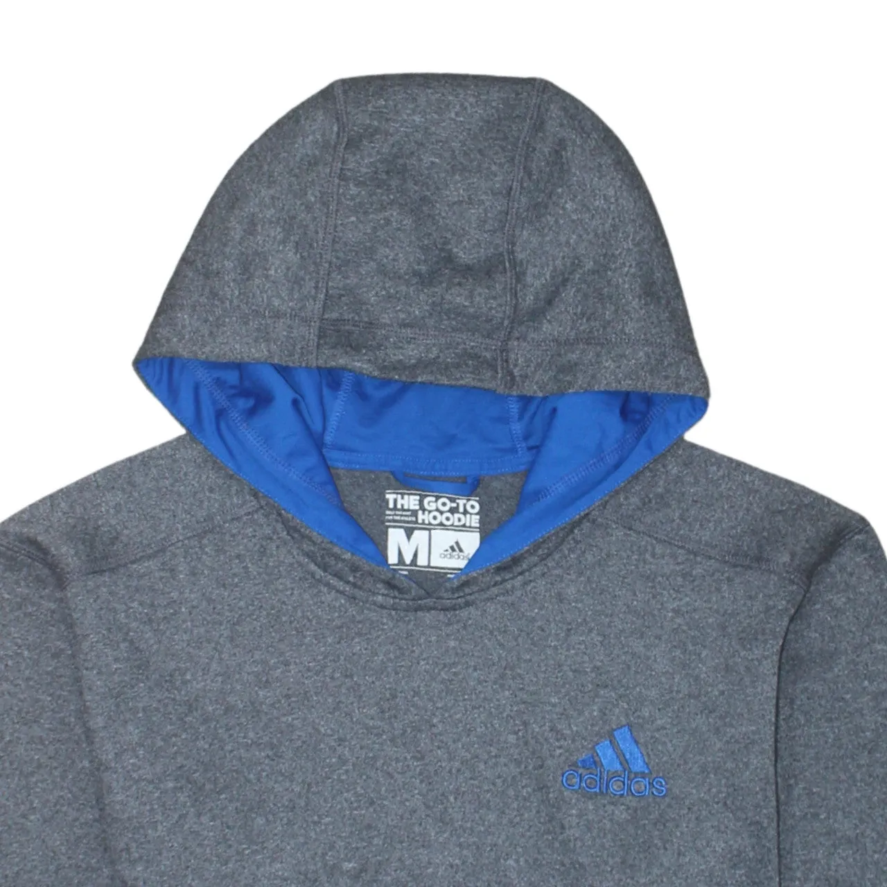 Adidas 90's Drawstring Pockets Pullover Hoodie Medium Grey sold by Vintage Club product image thumbnail 3