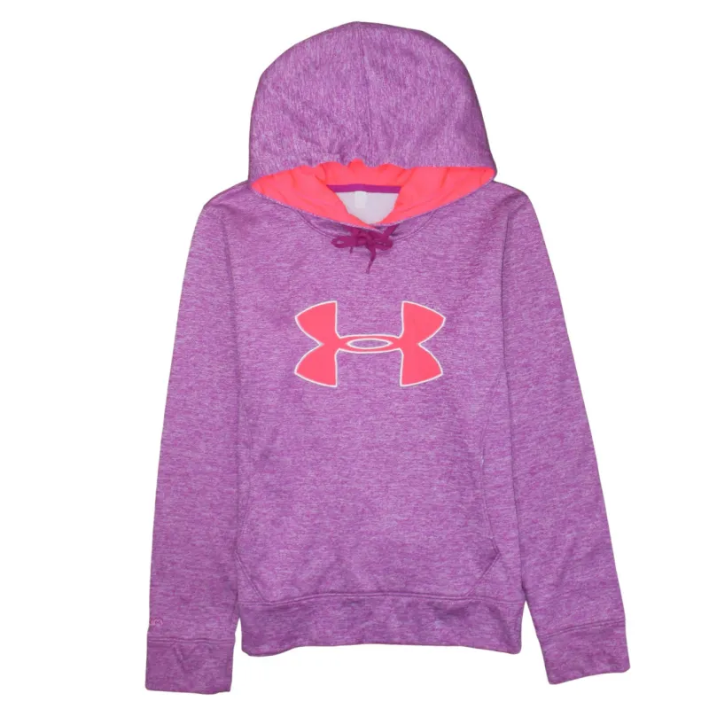Under Armour Purple Pink Hoodie Men's Small Printed Logo Drawstring Hood Front Pocket Sweatshirt made by Under Armour