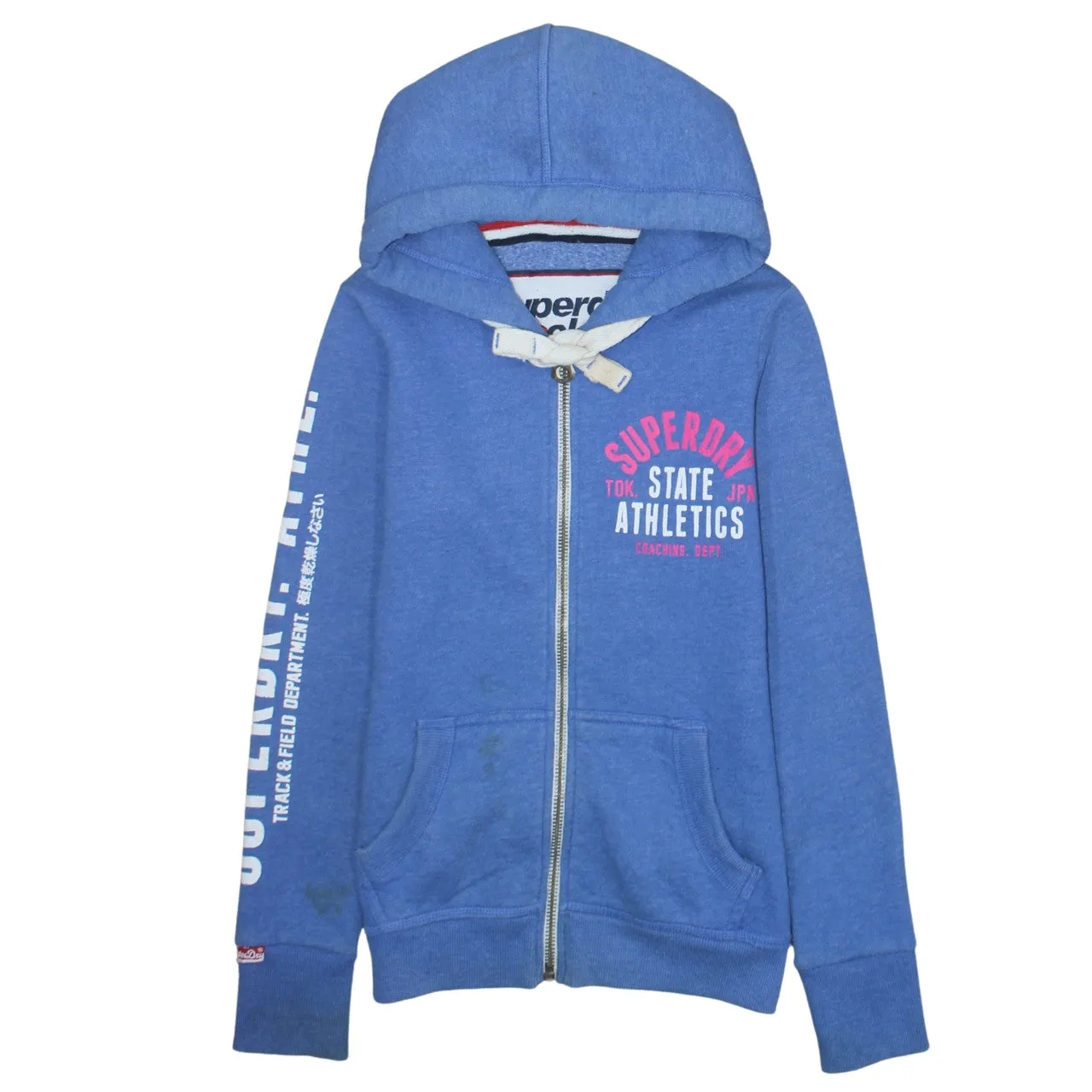Super Dry 90's Drawstring Pockets Full Zip Up Hoodie XXSmall Blue sold by Vintage Club