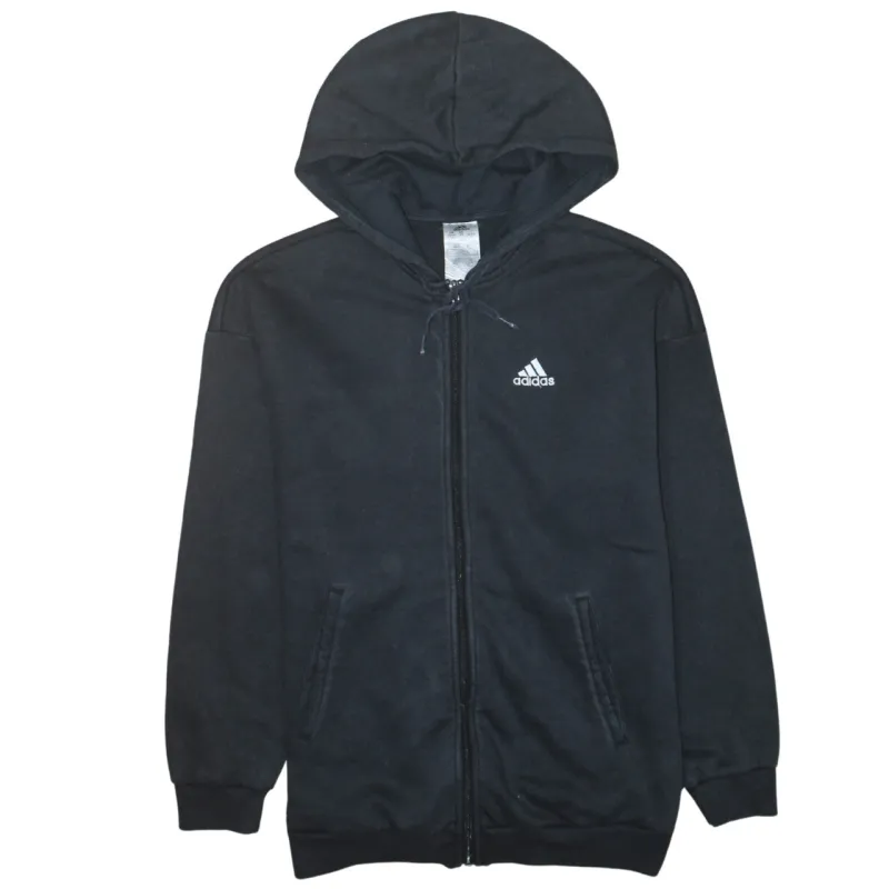 Adidas Black Full Zip Hoodie Women’s XSmall Embroidered Chest Logo Fleece Lined Sweatshirt sold by Vintage Club