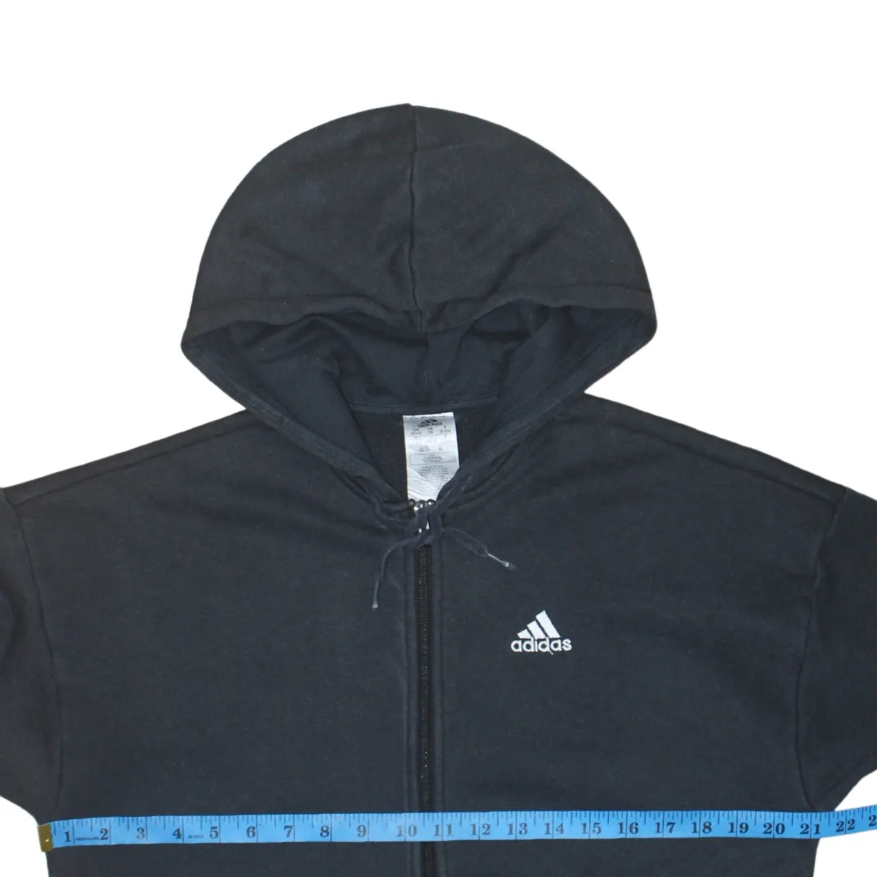 Adidas Black Full Zip Hoodie Women’s XSmall Embroidered Chest Logo Fleece Lined Sweatshirt sold by Vintage Club product image thumbnail 5