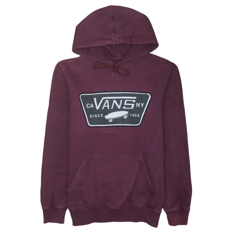VANS 90's Spellout Pullover Hoodie Small Burgundy Red sold by Vintage Club