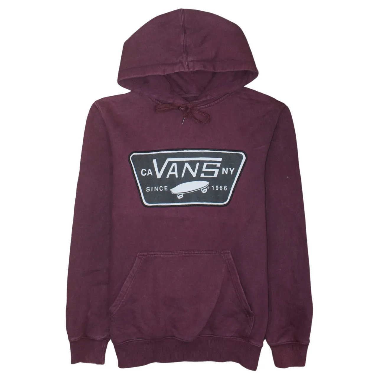 VANS 90's Spellout Pullover Hoodie Small Burgundy Red sold by Vintage Club