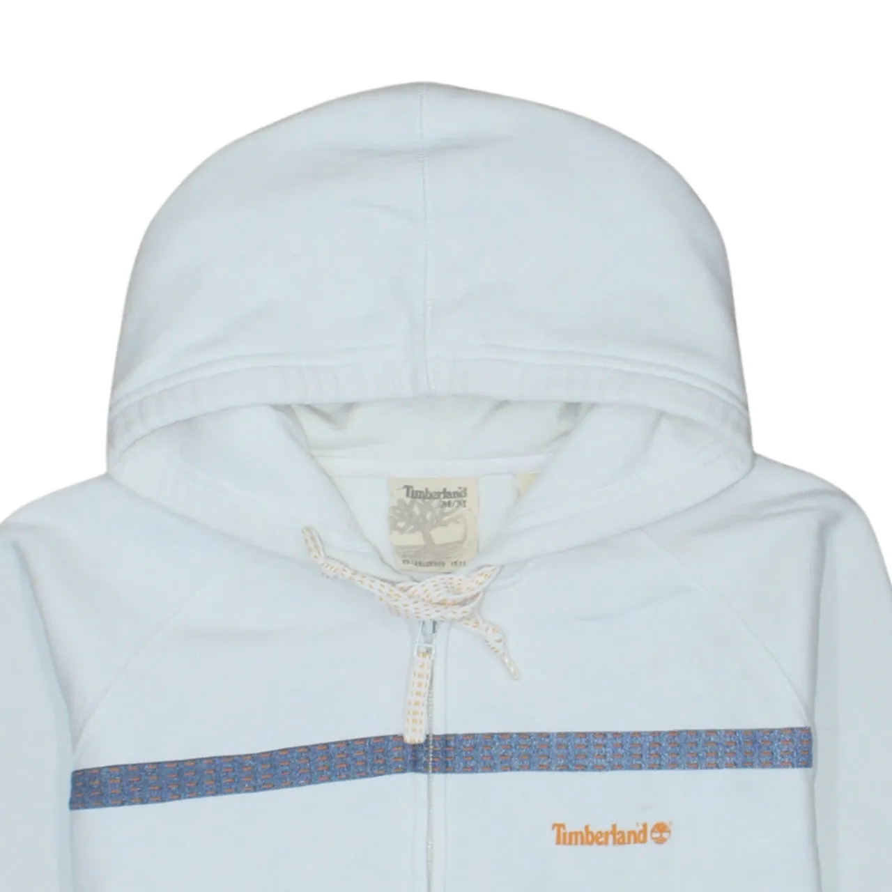 Timberland White Zip Hoodie Men's Medium Printed Logo Front Pockets Casual Sweatshirt sold by Vintage Club product image thumbnail 3