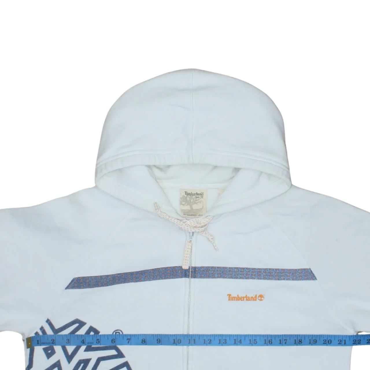 Timberland White Zip Hoodie Men's Medium Printed Logo Front Pockets Casual Sweatshirt sold by Vintage Club product image thumbnail 5