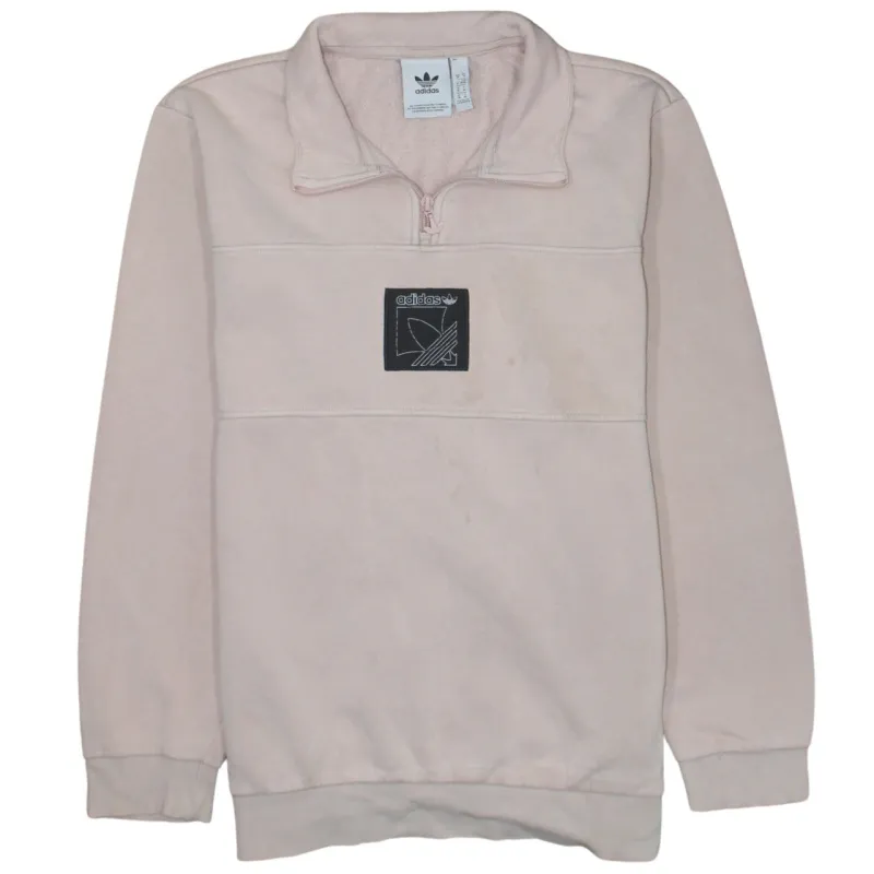 Adidas 90's Plain Quarter Zip Sweatshirt Medium Pink made by Adidas