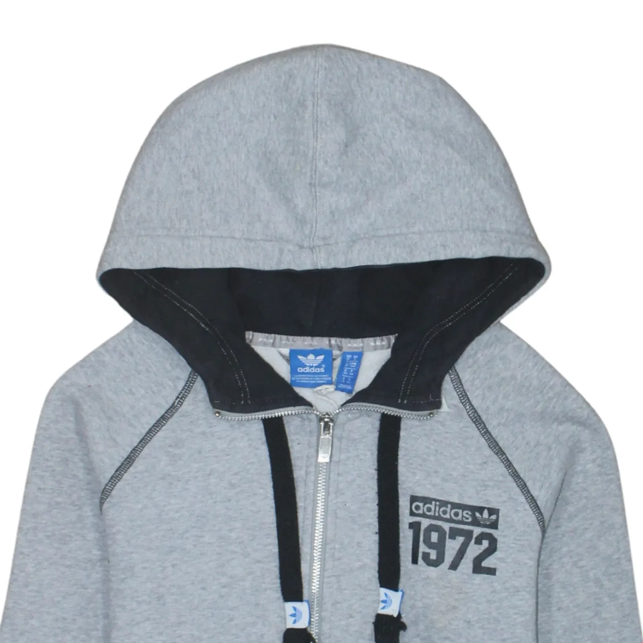 Adidas 90's Drawstring Pockets Full Zip Up Hoodie Small Grey sold by Vintage Club product image thumbnail 3