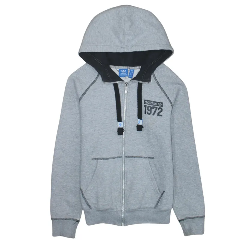 Adidas 90's Drawstring Pockets Full Zip Up Hoodie Small Grey sold by Vintage Club