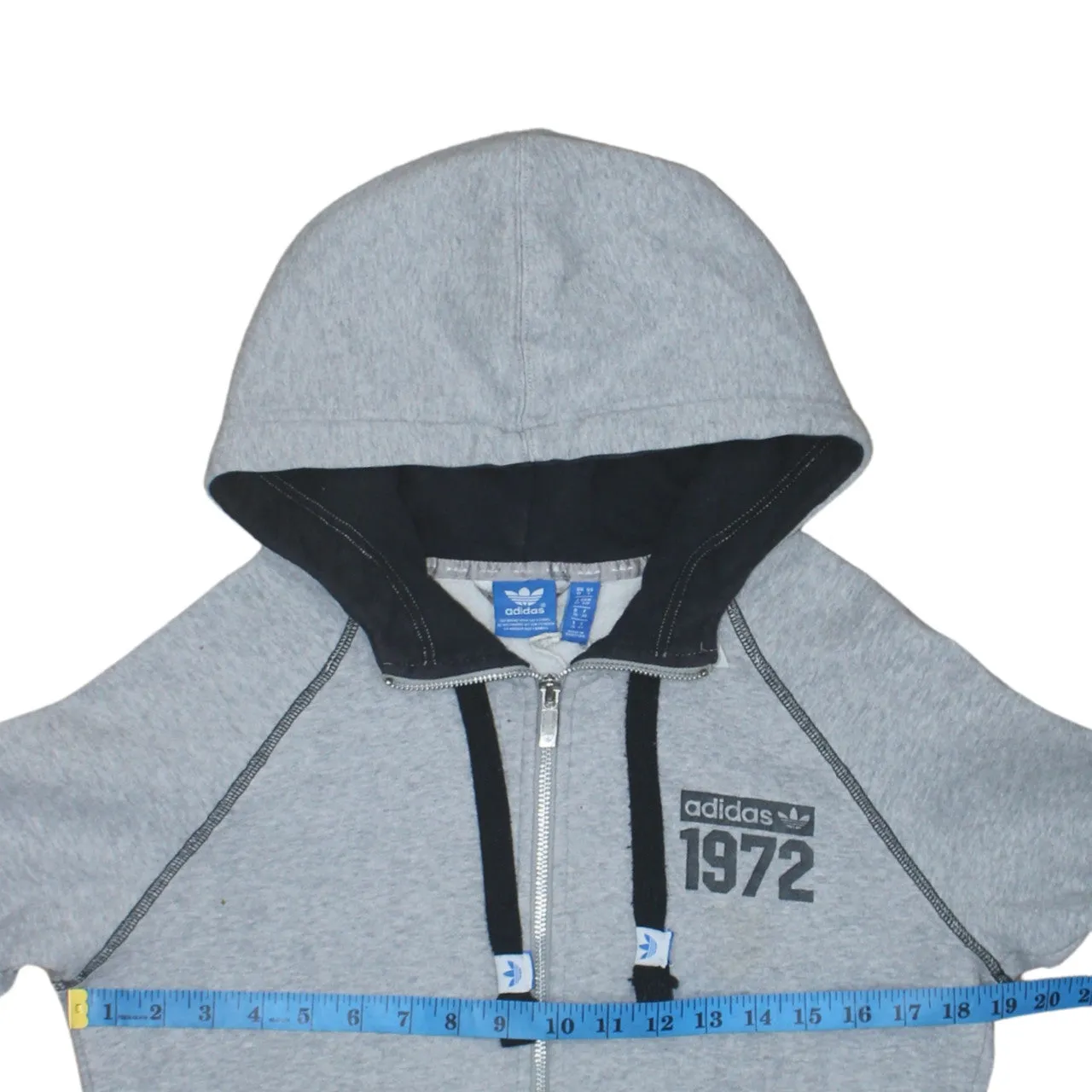 Adidas 90's Drawstring Pockets Full Zip Up Hoodie Small Grey sold by Vintage Club product image thumbnail 5