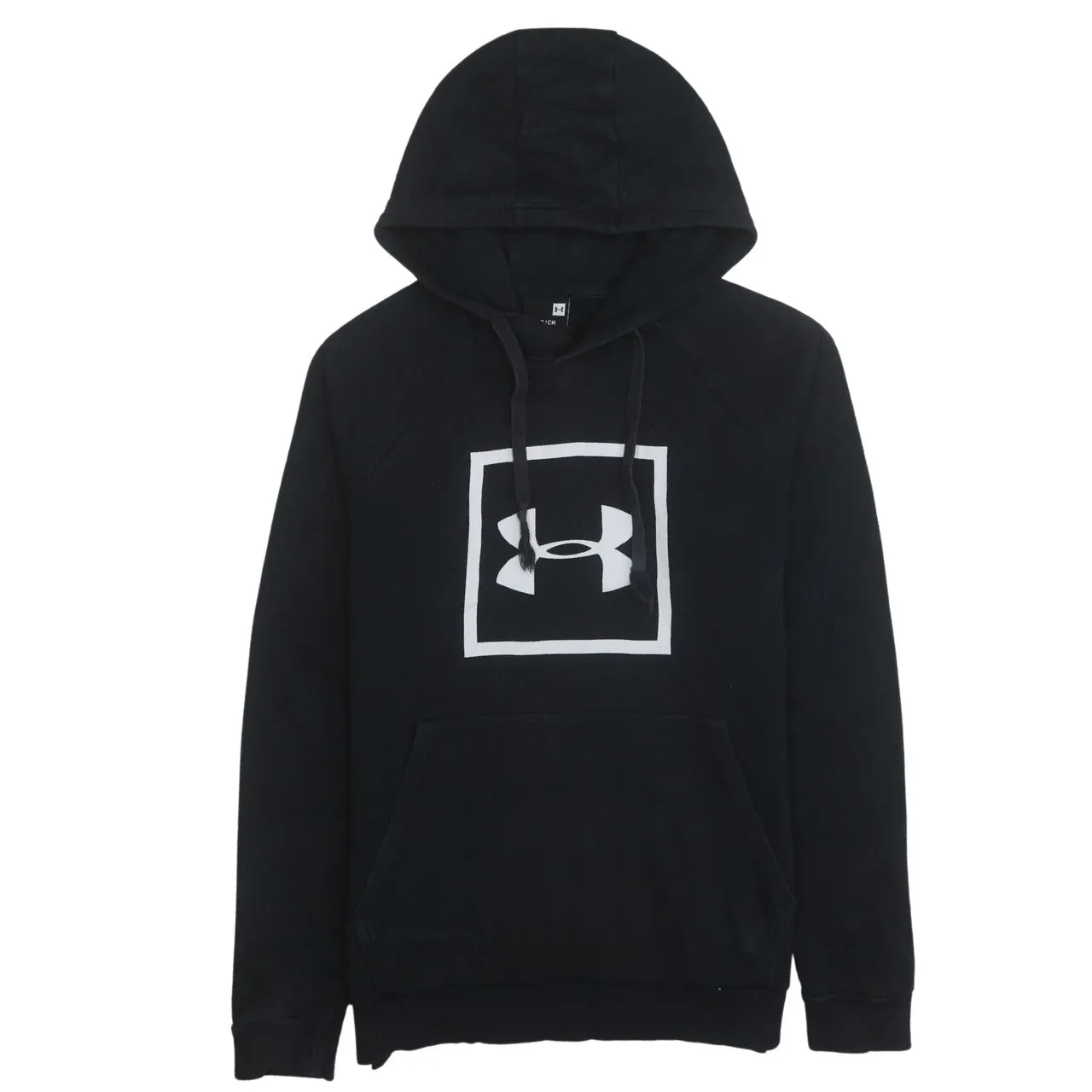 Under Armour Black Hoodie Men’s Small Printed Box Logo Front Pocket Fleece Sweatshirt sold by Vintage Club