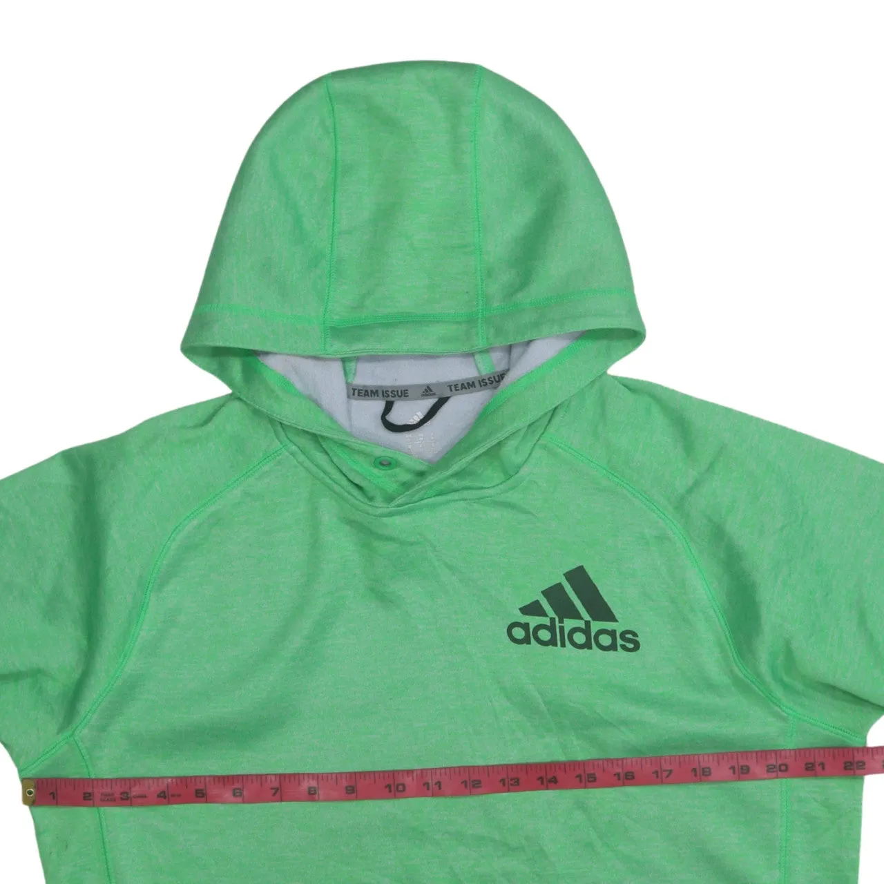Adidas 90's Drawstring Pockets Pullover Hoodie Medium Green sold by Vintage Club product image thumbnail 5